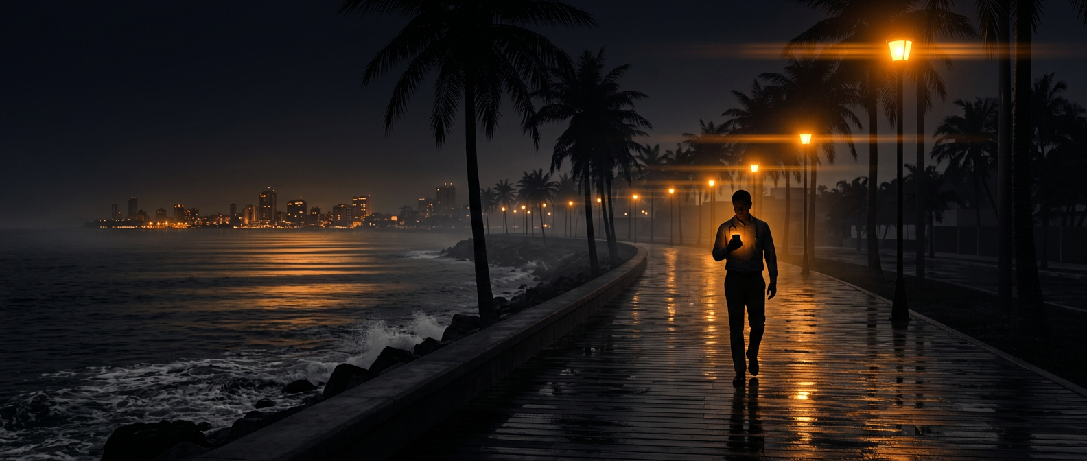 Profesional caminando con su negocio en el bolsillo