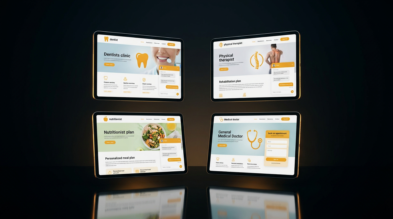 4 ejemplos de páginas inteligentes: dentista, kinesiólogo, nutricionista y médico general